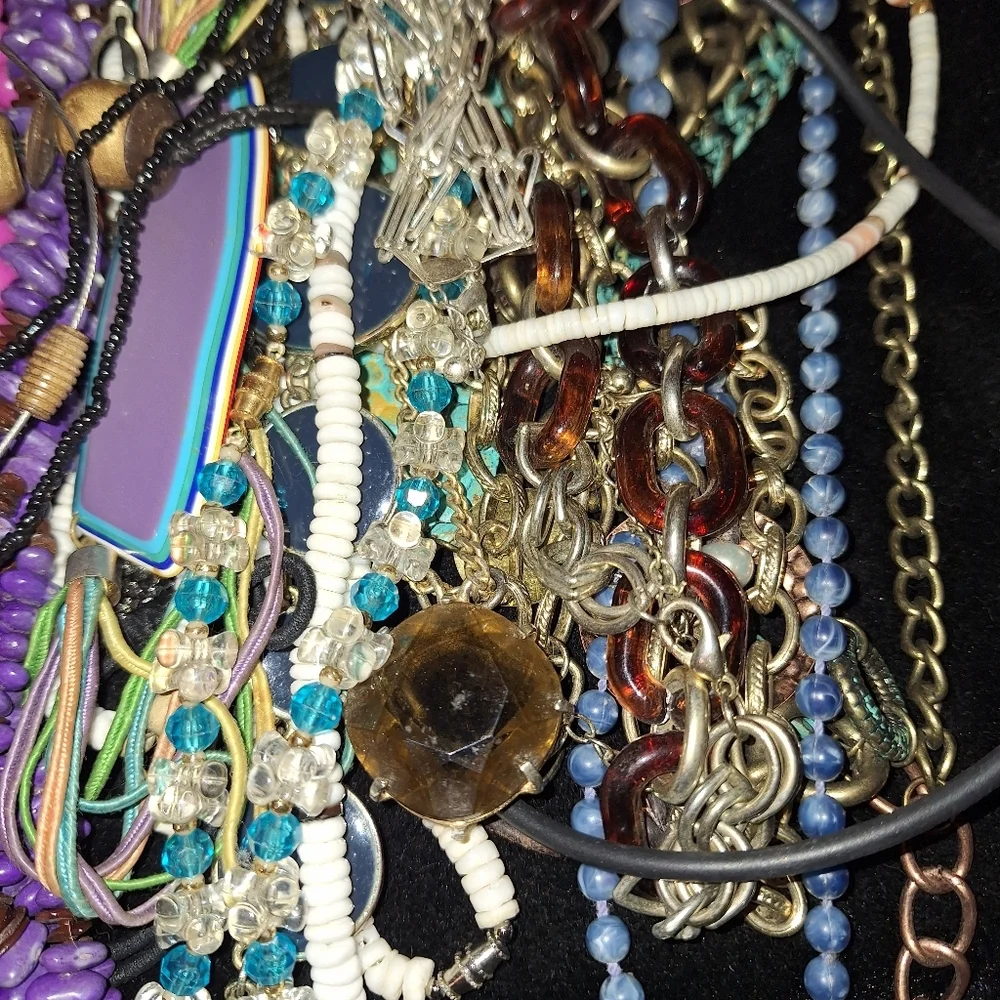 50 Bundle Unlisted Necklaces & Bracelet Lot Colorful BEACHY Boho Coastal Purples